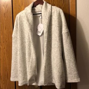 White gray cardigan sweatshirt